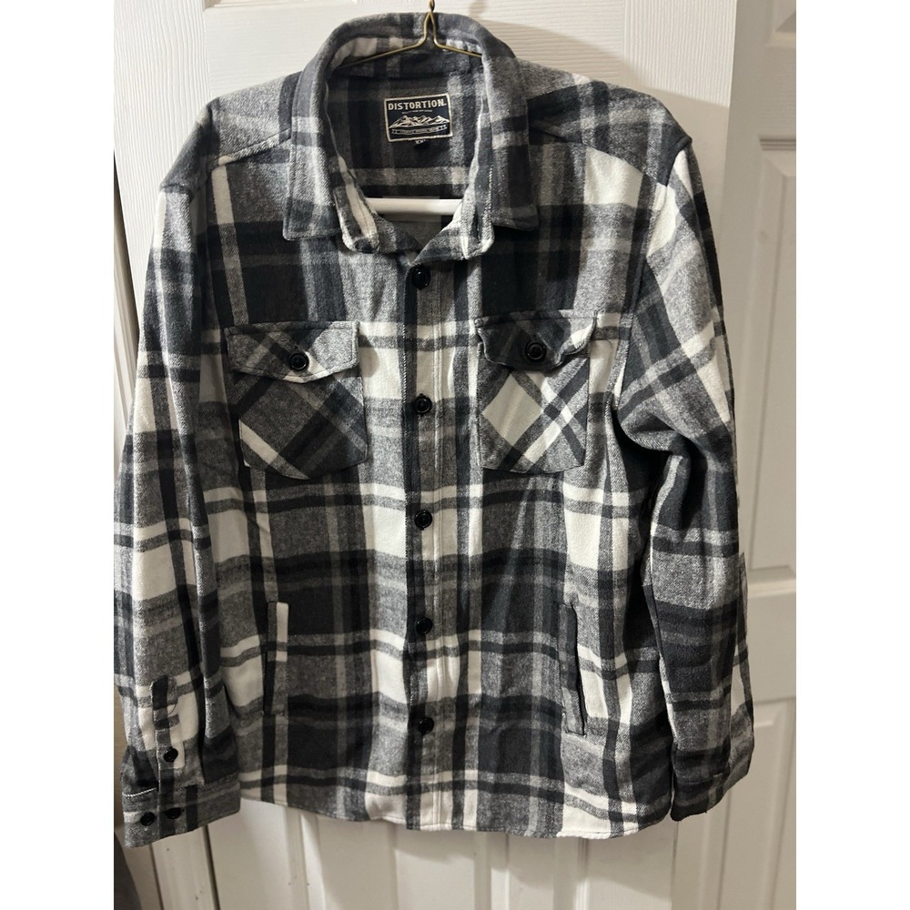 Distortion Men's Modern Check‎ Heavy Weight Flannel Jacket Size XXL